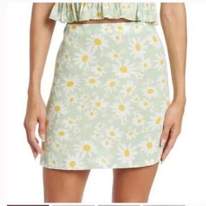 Elodie Green White & Orange Floral Mini Skirt Women's Size M